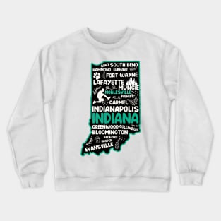 Noblesville Indiana cute map Evansville, Carmel, South Bend, Fishers, Bloomington, Hammond, Gary, Lafayette Crewneck Sweatshirt